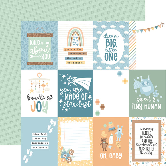 Echo Park Our Baby Boy - 3x4 Journaling Cards 12x12 Cardstock