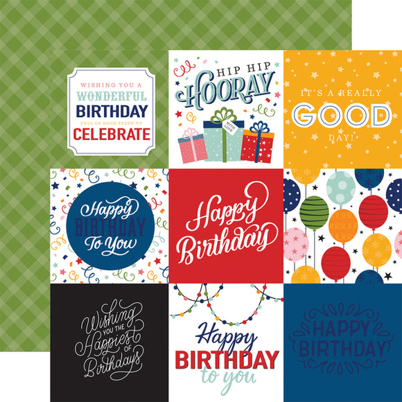 Echo Park Birthday Salutations - 4X4 Journaling Cards 12x12 Cardstock