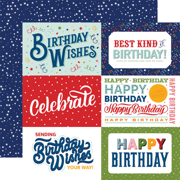 Echo Park Birthday Salutations - 6X4 Journaling Cards 12x12 Cardstock