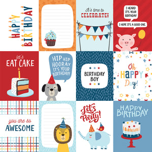 Echo Park Birthday Boy - 3X4 Journaling Cards 12x12 Cardstock