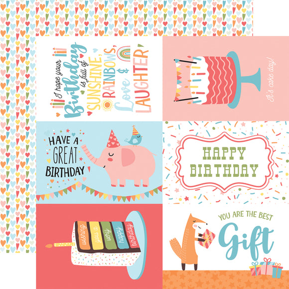 Echo Park Birthday Girl - 6X4 Journaling Cards 12x12 Cardstock
