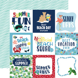 *SALE* Carta Bella - Beach Party 12x12 Cardstock - 4 x 4 Journaling Cards