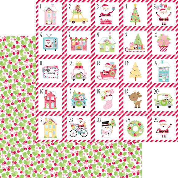 Doodlebug Design Candy Cane Lane 12x12 Double-Sided Cardstock - Berry Merry
