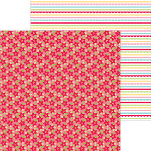 Doodlebug Design Candy Cane Lane 12x12 Double-Sided Cardstock - Festive Flowers