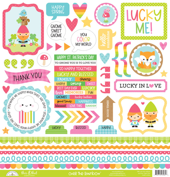 Doodlebug Design - Over the Rainbow - This & That Sticker - 12x12 Sticker Sheet