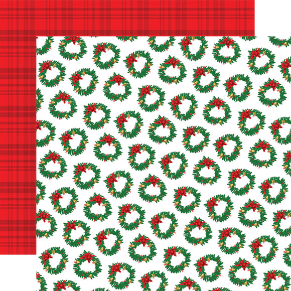 *SALE* Carta Bella - Christmas Cheer 12x12 Cardstock - Wreath Wonderland