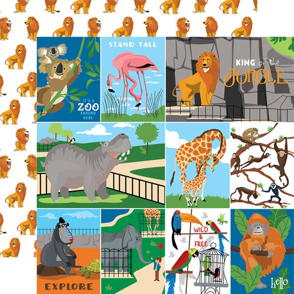 Carta Bella - Zoo Adventure 12x12 Cardstock - Multi Journaling Cards