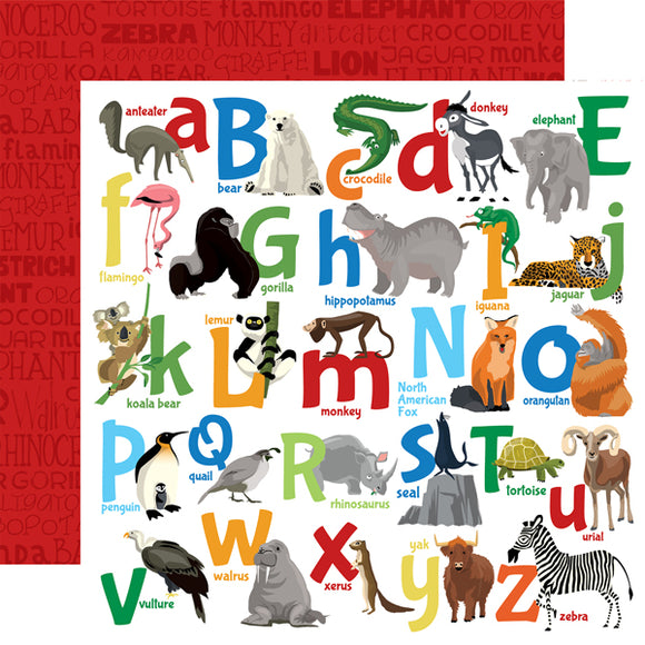 Carta Bella - Zoo Adventure 12x12 Cardstock - Animal Alphabet