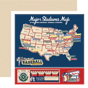 Carta Bella - Home Run 12x12 Cardstock - Major Stadium Map