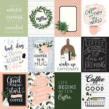 Echo Park Coffee & Friends - 3x4 Journaling Cards 12x12 Cardstock