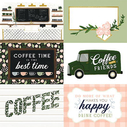 Echo Park Coffee & Friends - 6x4 Journaling Cards 12x12 Cardstock