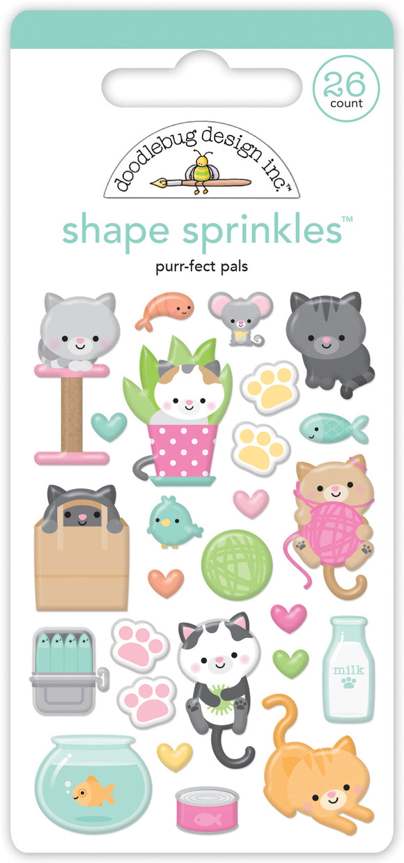Doodlebug Design - Pretty Kitty - Purr-Fect Pals Shape Sprinkles