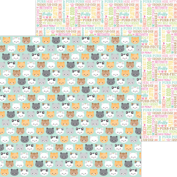Doodlebug Design - Pretty Kitty - 12x12 Double-Sided Cardstock - Here Kitty Kitty