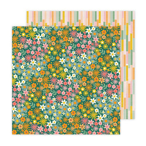 American Crafts - Jen Hadfield Flower Child - Groovey Greenery 12x12 Cardstock
