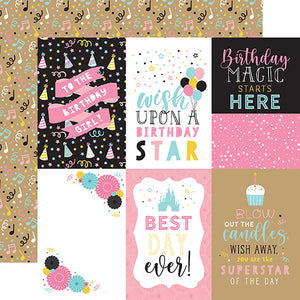 *SALE* Echo Park Magical Birthday Girl - 4x6 Journaling Cards 12x12 Cardstock