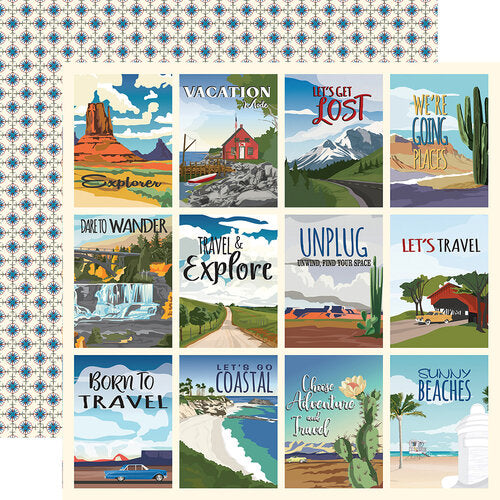 Carta Bella - Road Trip 12x12 Cardstock - 3x4 Journaling Cards