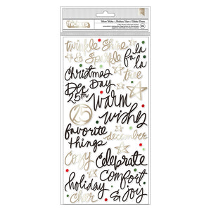 American Crafts - Vicki Boutin - Warm Wishes - Thickers Puffy Phrases Gold Foil Stickers
