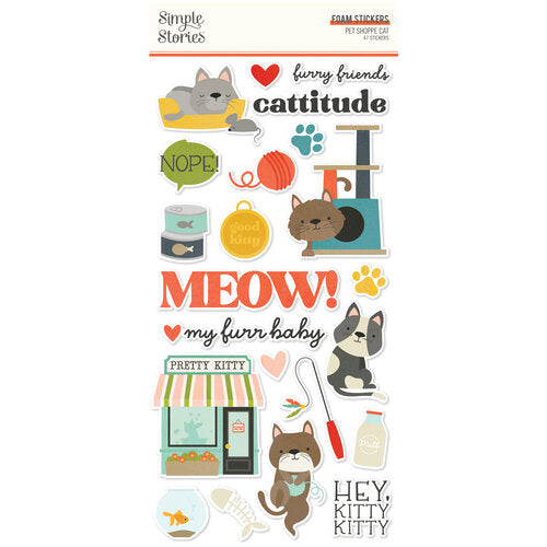 Simple Stories - Pet Shoppe Cat - Foam Stickers