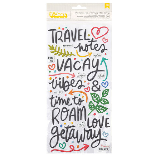 American Crafts - Vicki Boutin - Where to Next?- Travel Notes Puffy Phrases Stickers