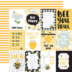 Echo Park - Bee Happy 12x12 Cardstock - 3x4 Journaling Cards