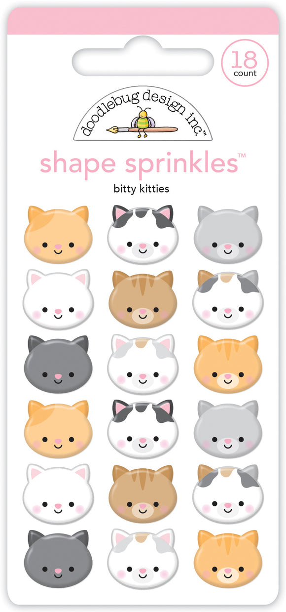 Doodlebug Design - Pretty Kitty - Bitty Kitties Shape Sprinkles