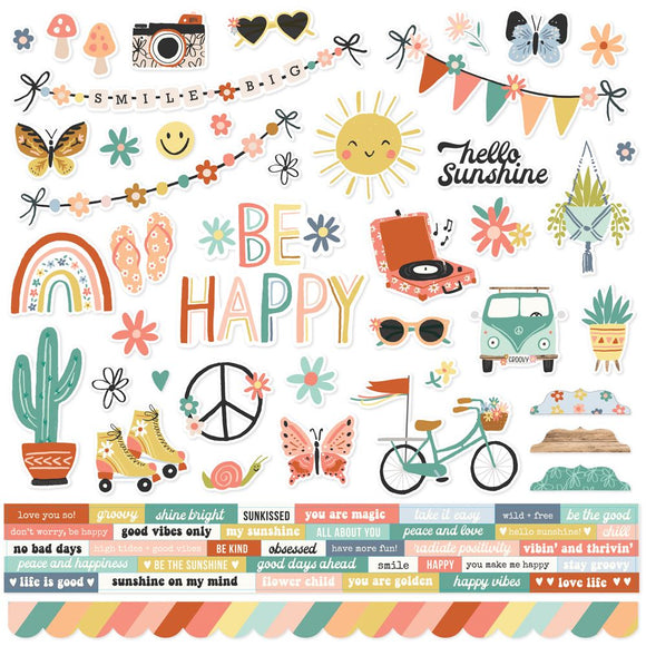 Simple Stories - Boho Sunshine - 12x12 Cardstock Sticker Sheet