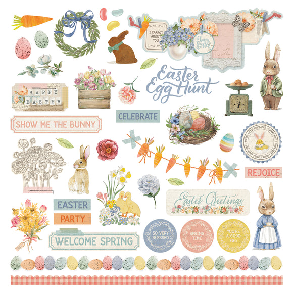 Photo Play - Bunnies and Blooms 12x12 Element Sticker