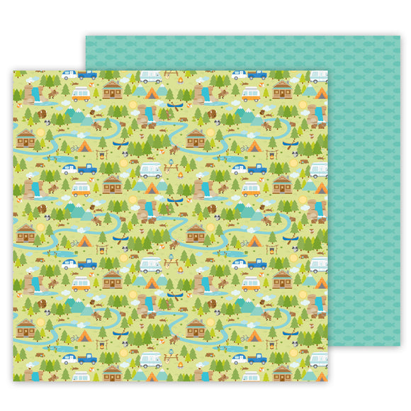 *SALE* Doodlebug Design Great Outdoors 12x12 Double-Sided Cardstock - Happy Camper