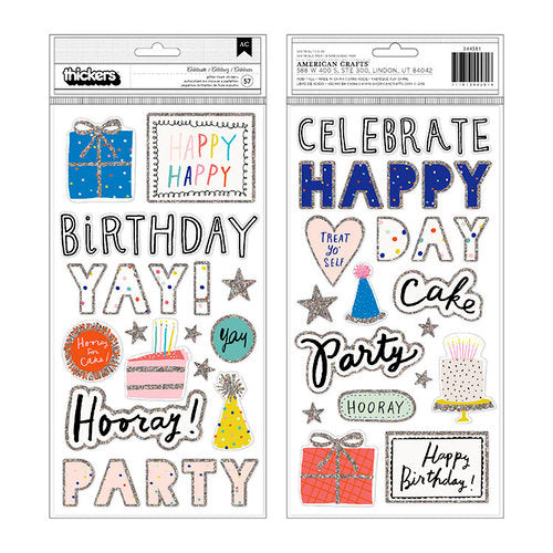 American Crafts - Thickers - Icon Hooray Phrase Stickers - Celebrate