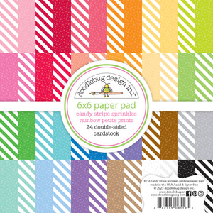 Doodlebug Design - Candy Stripe-Sprinkles Rainbow Petite Prints - 6x6 Paper Pad