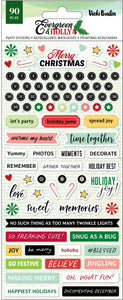 American Crafts - Vicki Boutin - Evergreen & Holly - Puffy Stickers