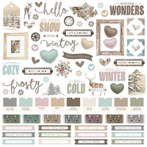 Simple Stories - Simple Vintage Winter Woods- 12x12 Cardstock Sticker Sheet